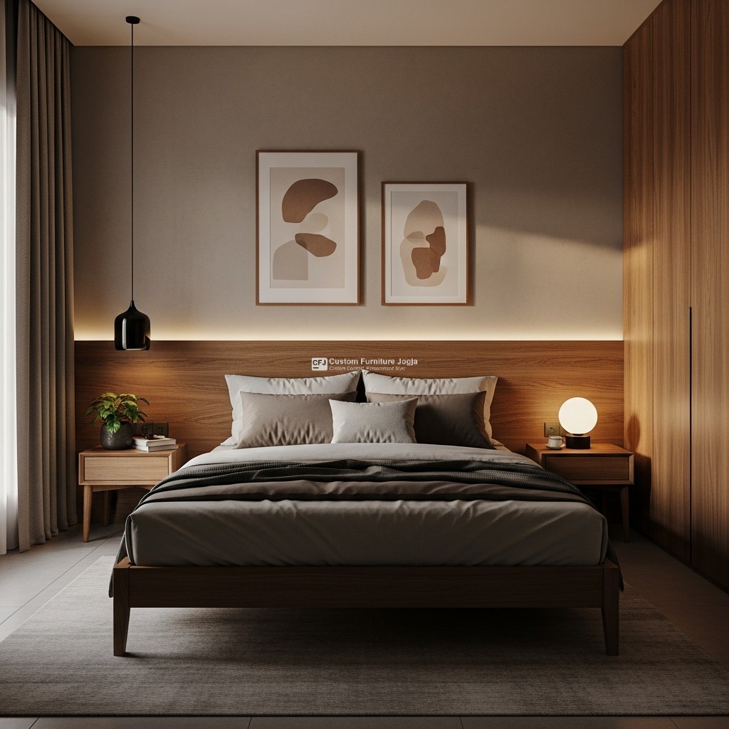 Konsep Kamar tidur dengan Material Kayu